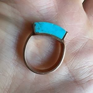 Monica Vinader genuine turquoise and rose gold ring size 4.75